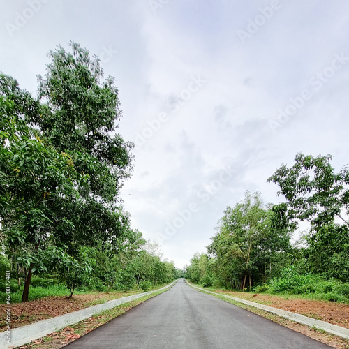 the scenery of road and sky