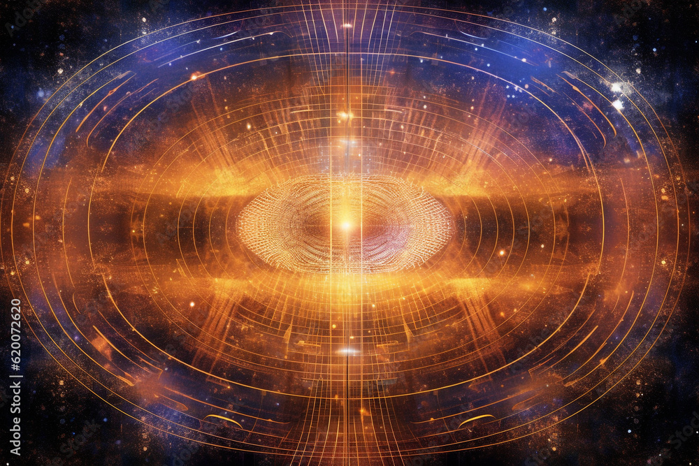 Fototapeta premium States of mind, chakras, meditation or 4th dimension illustration. Colorful space background with copy space. Generative AI