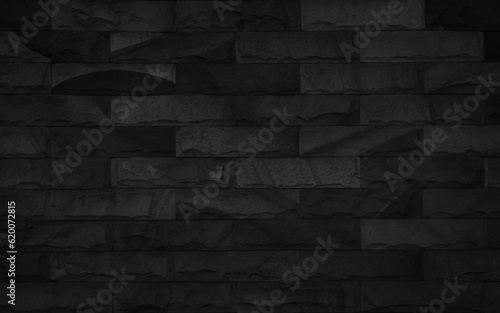 Dark brick wall texture background pattern  Wall brick surface texture. Brickwork painted of black color interior old clean concrete grid uneven.