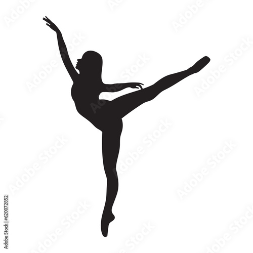 Ballerina silhouette vector clip art, dancing woman