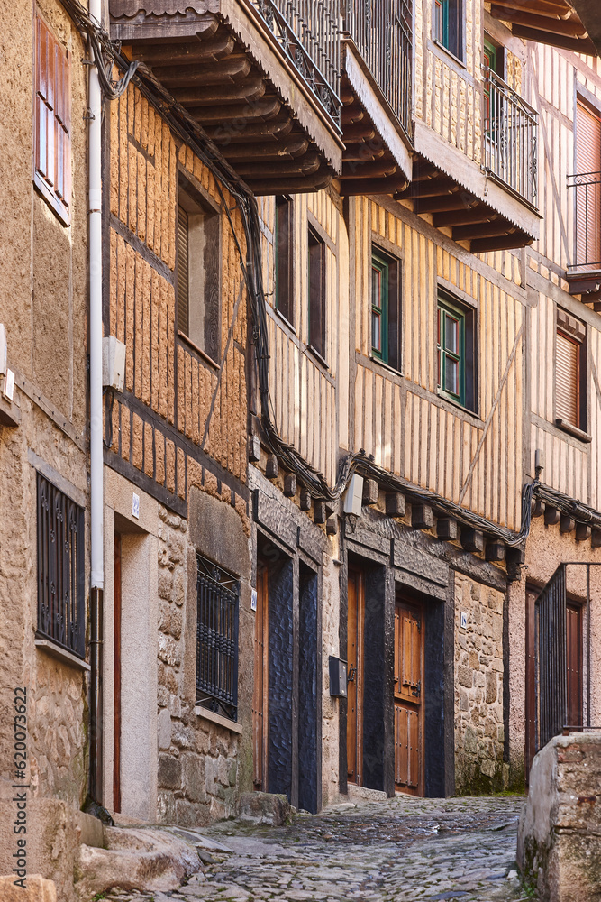 La Alberca traditional medieval village. Stone facades. Salamanca, Spain