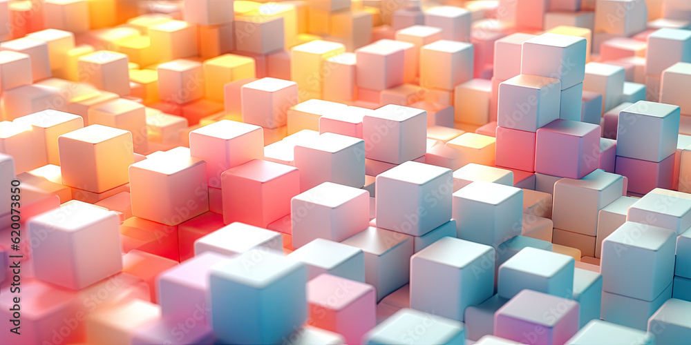 Obraz premium Abstract 3d background, colorful cubes pattern texture. Generative AI