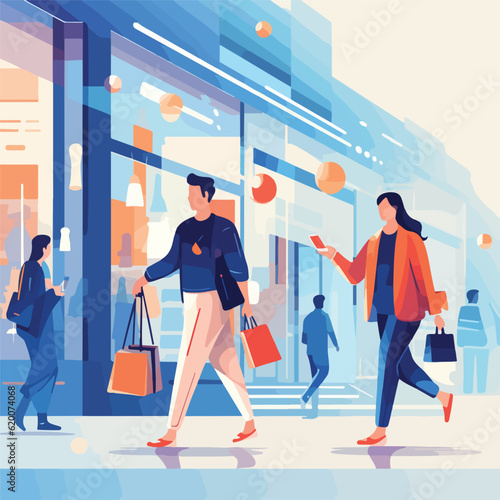 Online shopping and E-commerce concept set. Sale, orders, online payment, delivery, loyalty program.