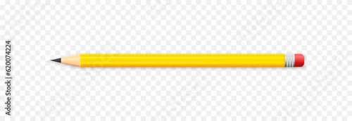 Vector yellow pencil. School pencil png. Drawing pencil. School supplies. A sharp pencil with a rubber band png.
