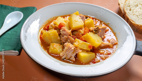 Tuna and potato stew called Marmitako in traditional Basque cuisine