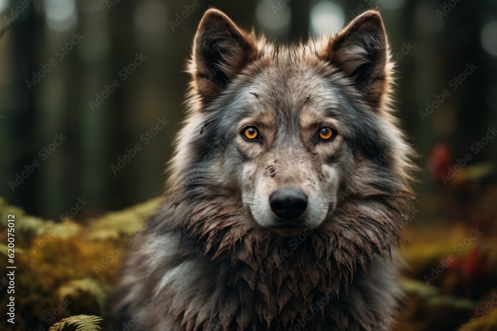 Wolf Natural Light in the forest,  Generative AI