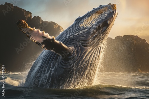 Whale Natural Light in the sea, Generative AI