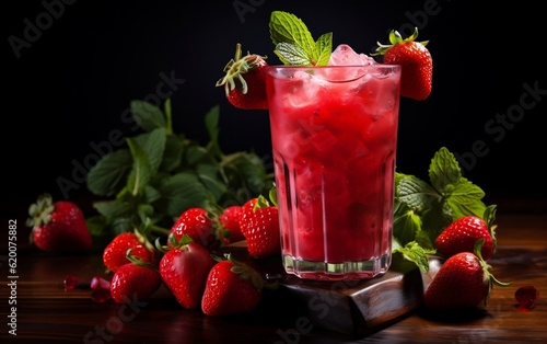 Strawberry Cocktail Bliss. Generative AI