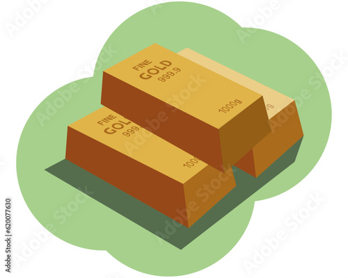 Gold bars ,1000 grams pure metal,business investment and wealth concept.wealth of commodity ,designed in a flat design.