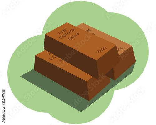copper bars ,1000 grams pure metal,business investment and wealth concept.wealth of commodity ,designed in a flat design.