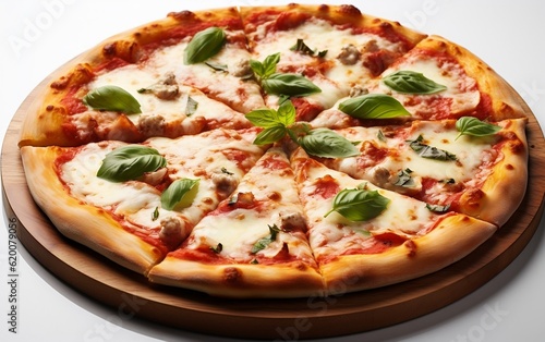 Isolated Pizza on White Background Savory Delight. Generative AI