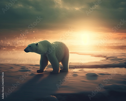 Arctic Scenery at Sunset: A Polar Bear in the Generative AI Wilderness