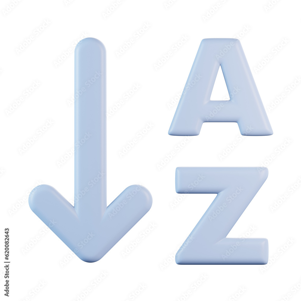 Ascending Alphabet Arrow 3D Icon Ascending Alphabet Arrow 3D Icon