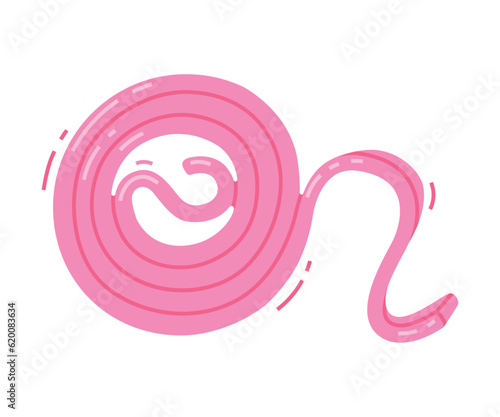 Bubble Gum Pink Long Roll as Sweet Chewing Gum Vector Illustration
