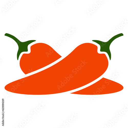 Logo salsa picante. Silueta de pimientos picantes cruzados