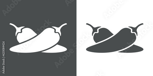 Logo salsa picante. Silueta de pimientos picantes cruzados