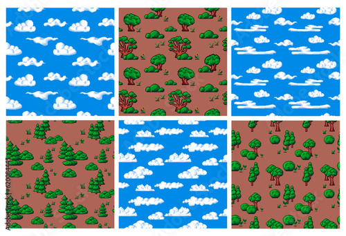 Background decoration with pixel game elements