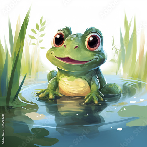 Cute frog flat art