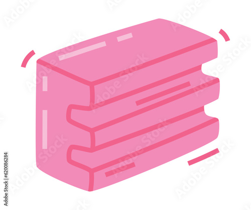 Pink Bubble Gum as Sweet Chewing Gum Vector Illustration