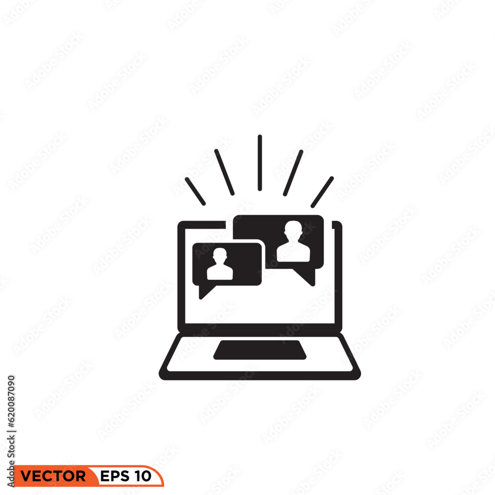 Icon vector graphic of chat on laptop