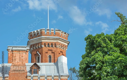 Gothic tower in medieval style with a spire