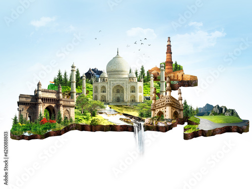 map of India monuments heritage sites landmarks and tours and travel destinations.