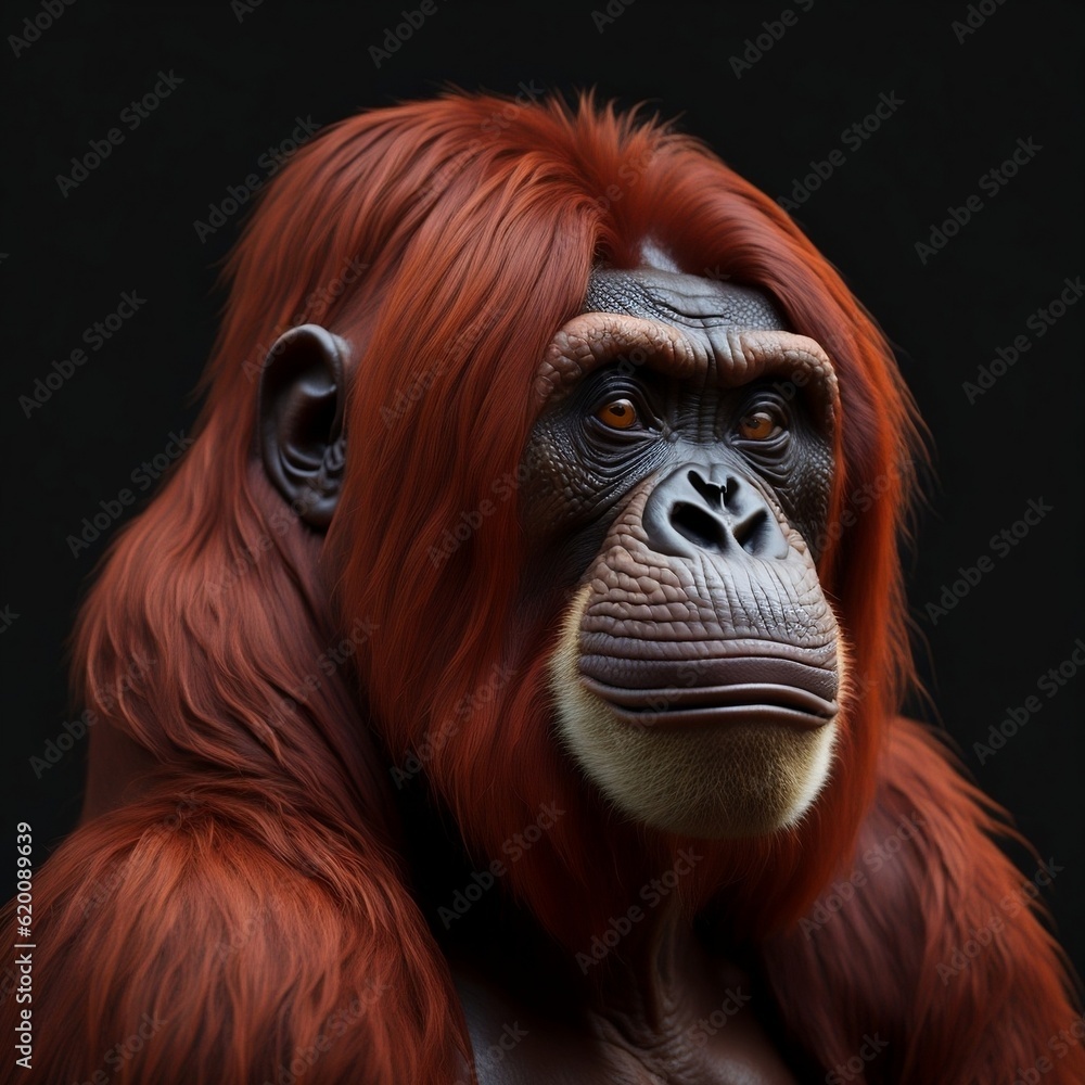 Graceful 3D Render of Sumatran Orangutan on White Background Graceful 3D Render of Sumatran Orangutan on White Background