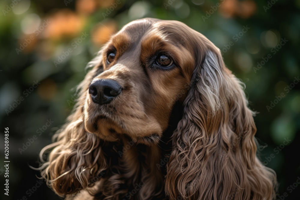 English cocker spaniel dog head. Generate Ai