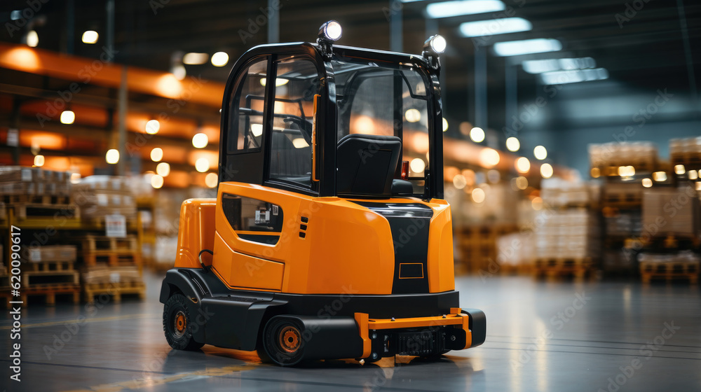 Factory Automation with AGV and robotic arm in transportation, Factory 4.0 concept Factory Automation with AGV and robotic arm in transportation, Factory 4.0 concept