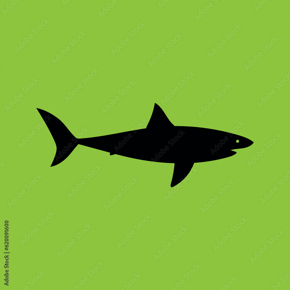 Fototapeta premium Great White Shark, Side View. Silhouette - Vector