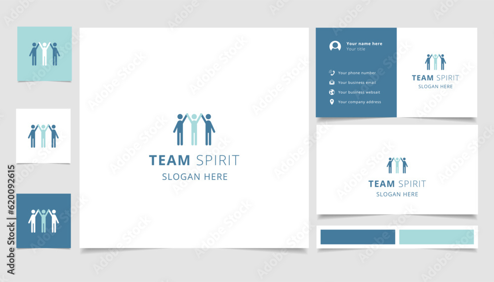Team spirit logo design with editable slogan. Branding book and business card template. Team spirit logo design with editable slogan. Branding book and business card template.