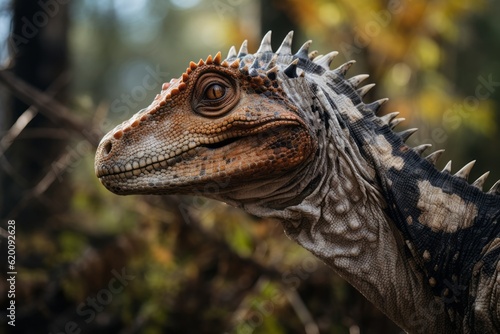 Close-Up of Lambeosaurus  Natural light  Generative AI