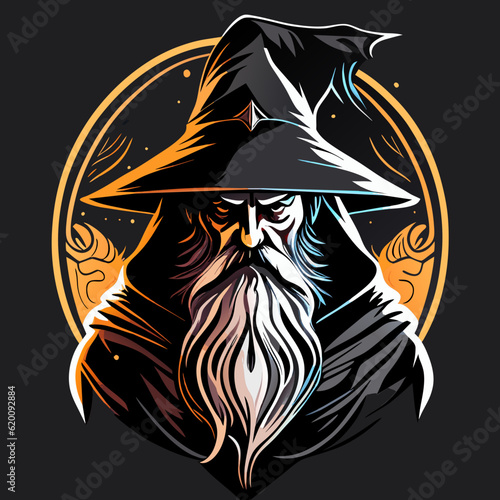 wizard head, wizard, head, vector