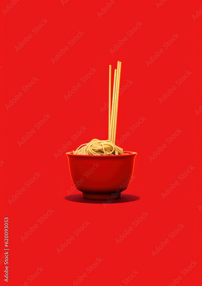 Vector photograph of delicious spaghetti isolated in front of a red background generative AI.