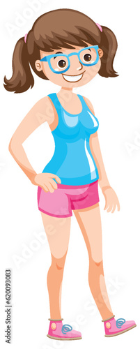 Wallpaper Mural Girl with Glasses in Casual Outfit Cartoon Character Torontodigital.ca