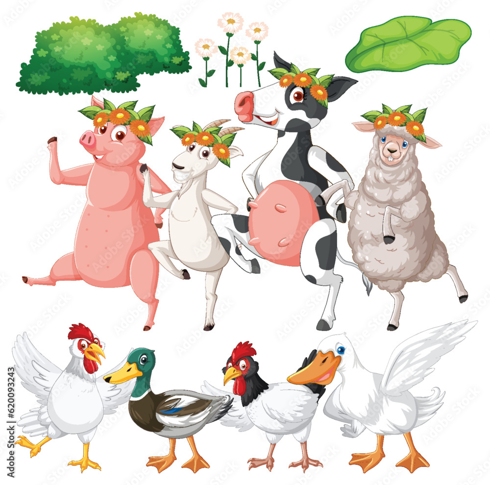 Set of mix animal farm character Set of mix animal farm character