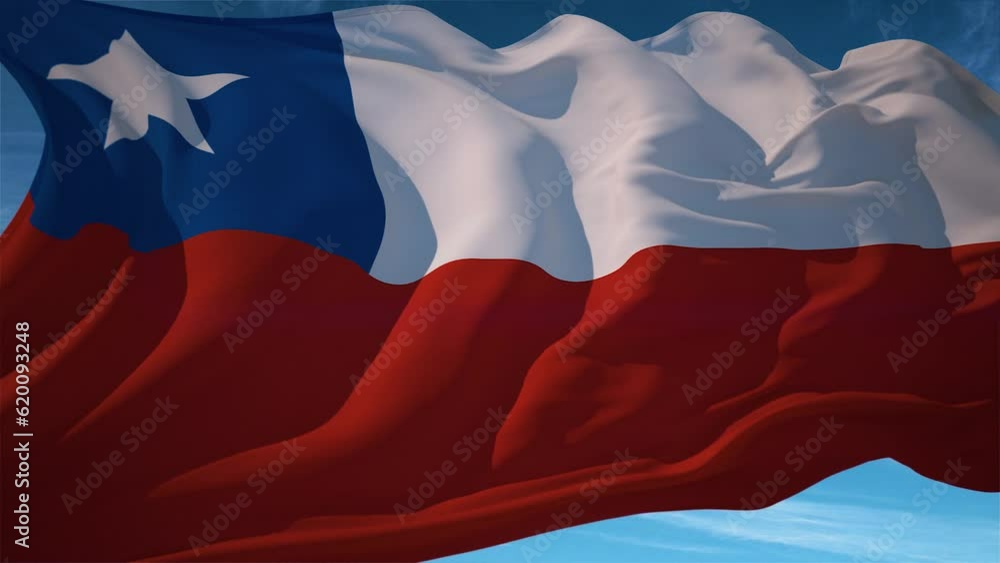 Waving flag loop. National flag of Chile Waving flag loop. National flag of Chile