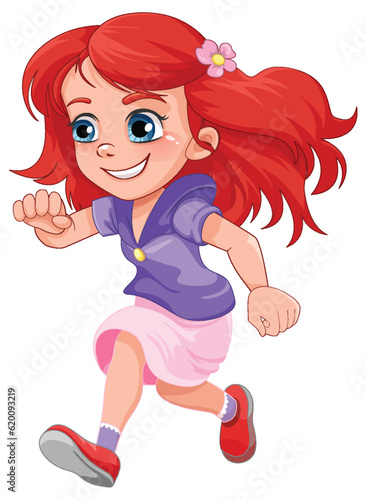 Cute Girl Running Cartoon Character