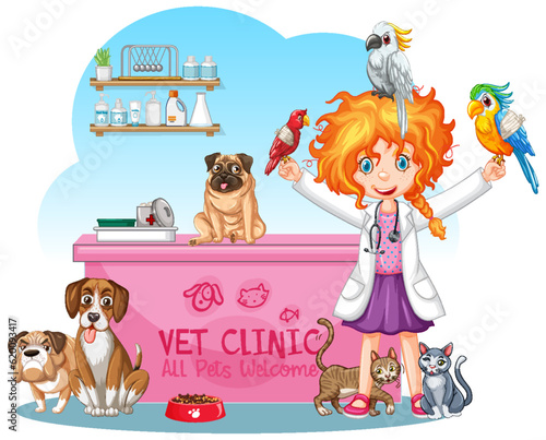 Friendly Veterinarian with Pet Animal Vector