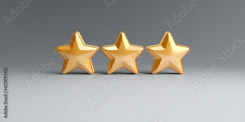 Five gold star rate review customer experience quality service excellent feedback concept on best rating satisfaction background with flat design ranking icon symbol. Ai Generative