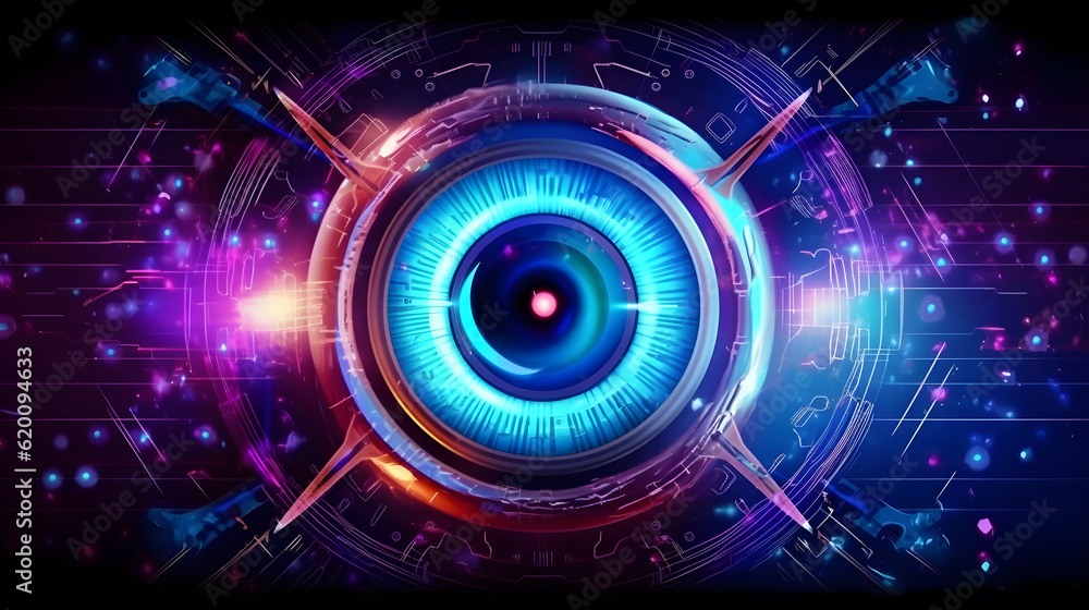 cybernetic eye, future technology tracking, generative ai