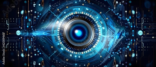 cybernetic eye, future technology tracking, generative ai