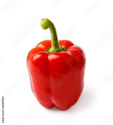 Red sweet bell pepper isolated on white background, close-up.