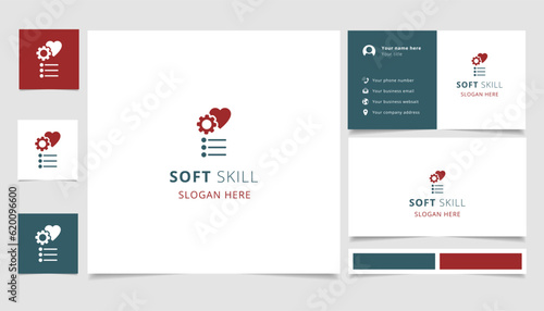 Soft skill logo design with editable slogan. Branding book and business card template.