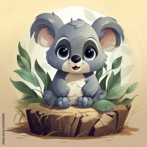 Cute koala flat art