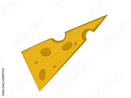 Slice of cheese color isolated on white background. Icon for food apps and websites.