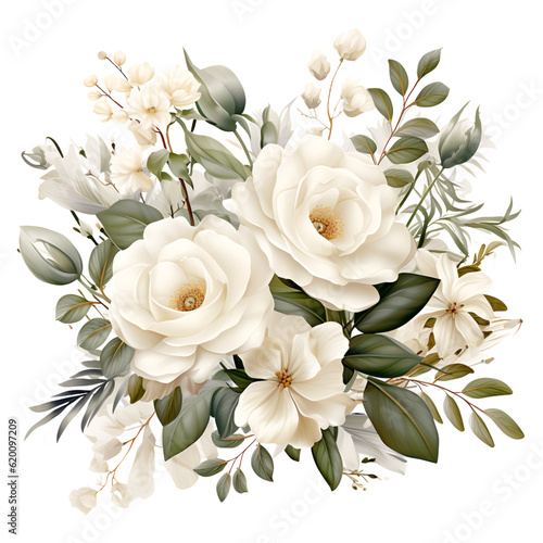 White rose, clipart set