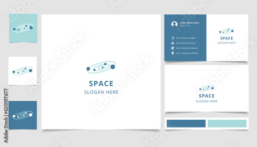 Space logo design with editable slogan. Branding book and business card template.