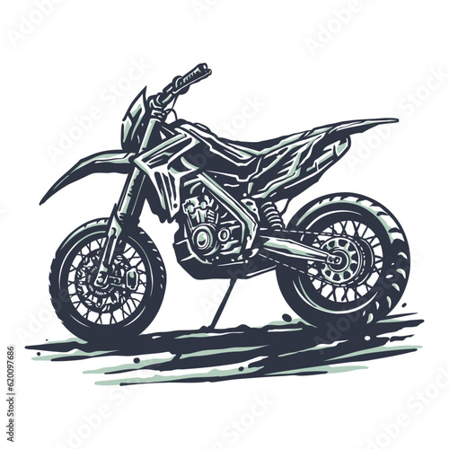 Super moto bike motorcycle hand drawn illustration