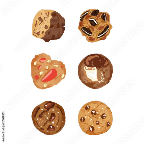 Set of Cookies. Hand drawn watercolor vector illustration